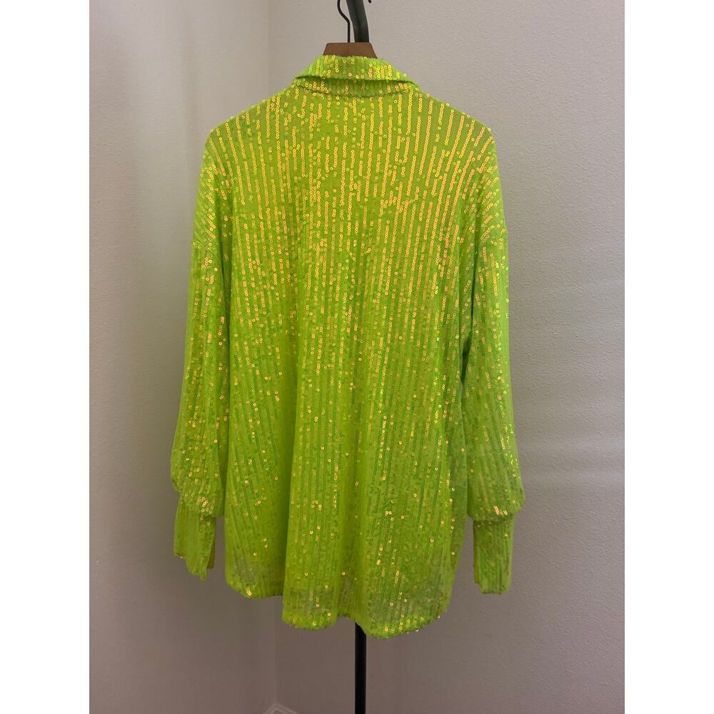 New Sophie Rue lime green sequin long sleeve shirt sz small S - Picture 5 of 5